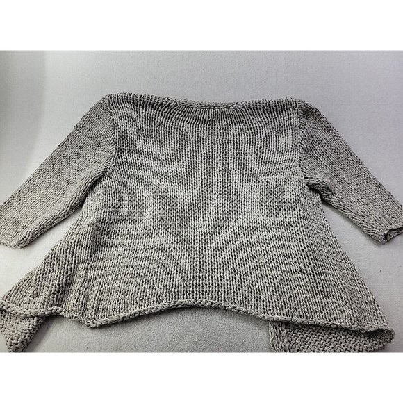 Eileen Fisher Women M Gray Open Cardigan Loose Knit Italian Yarn Sweater Crop - Picture 10 of 11